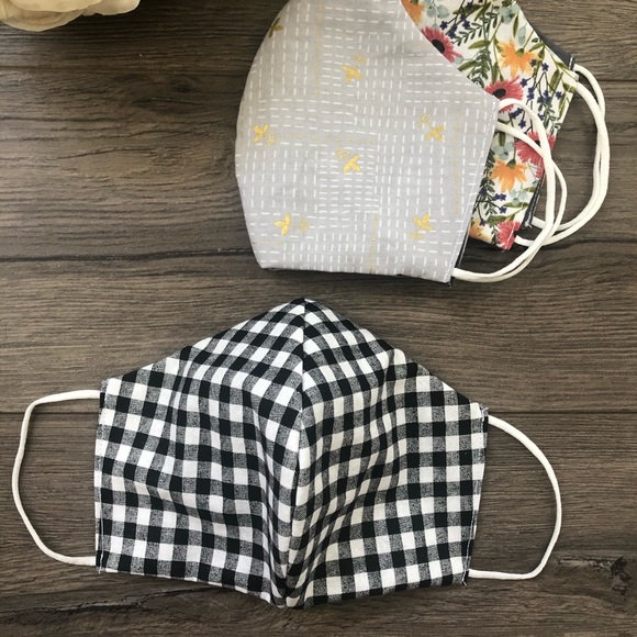 3 handmade cotton face masks floral neutral - Picture 4 of 5